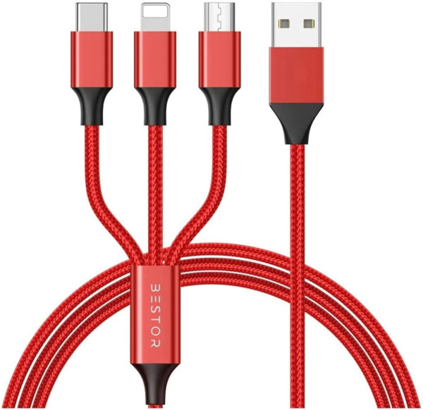 RPMSD Micro USB Cable 2 A 1.2 m 3in1 Multiple USB Data Cable Charging with USB, Type C, Lightning Fast Charging  (Compatible with All Android Devices, All Lightning Devices, White, One Cable)