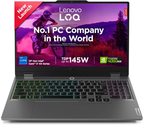 Lenovo LOQ Intel Core i7 13th Gen 13650HX - (24 GB/512 GB SSD/Windows 11 Home/8 GB Graphics/NVIDIA GeForce RTX 4060) 15IRX9 Gaming Laptop  (15.6 inch, Luna Grey, 2.38 Kg, With MS Office)